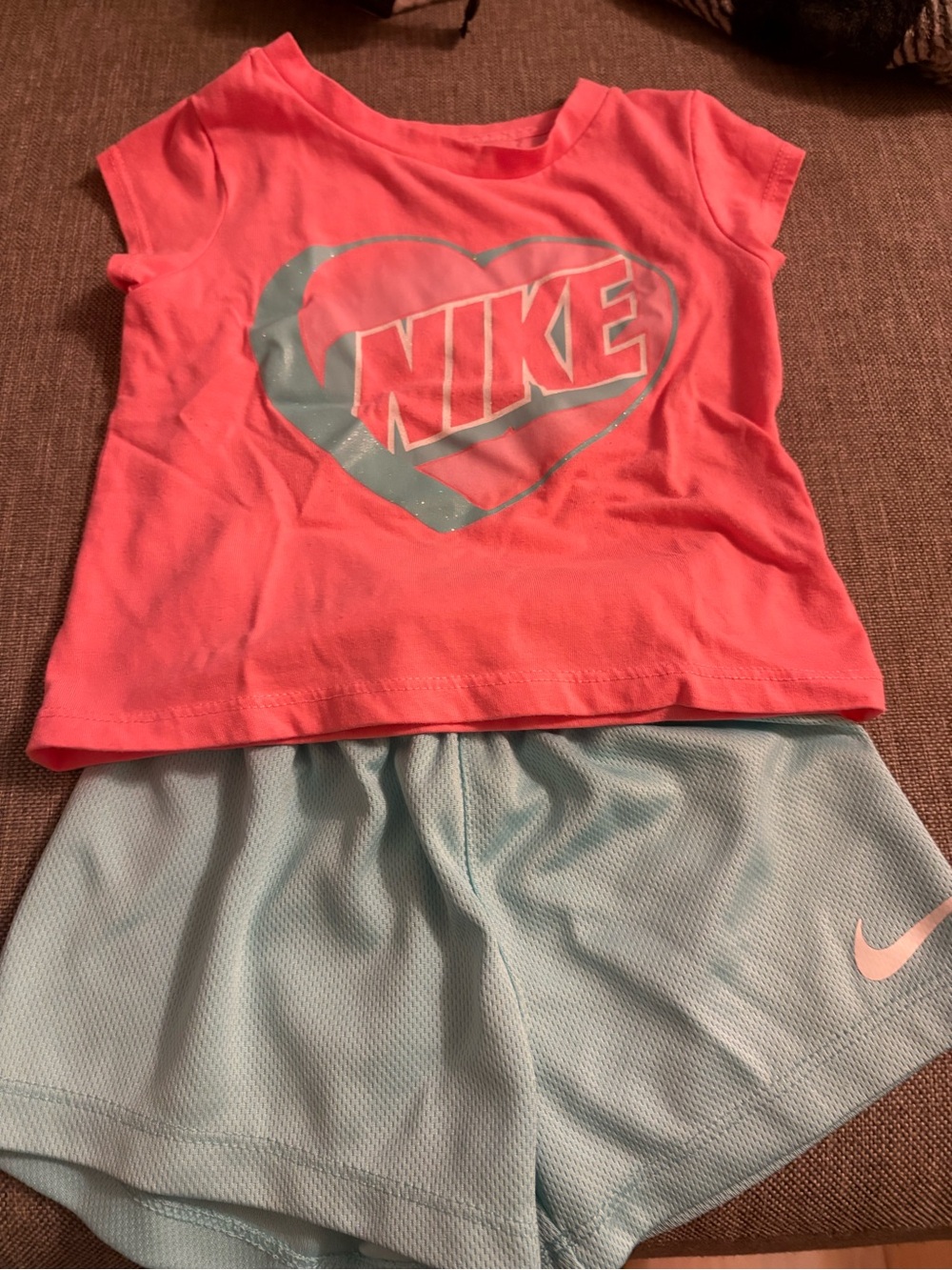 Nike Coral Pink Heart Logo Short Sleeve Tee